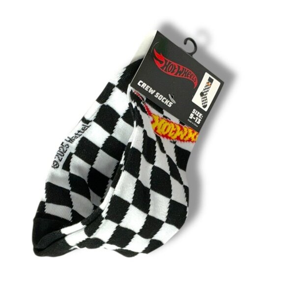 Mattel Hot Wheels Crew Socks  Novelty Checkered Flag Unisex Mens 9-13 One Size - Picture 6 of 14